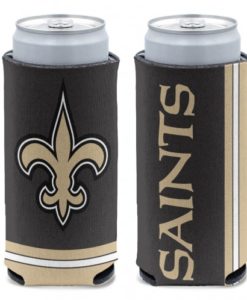 New Orleans Saints 12 oz Black Slim Can Koozie Holder