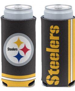 Pittsburgh Steelers 12 oz Black Slim Can Koozie Holder