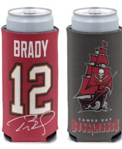 Tampa Bay Buccaneers Tom Brady 12 oz Red Slim Can Koozie Holder