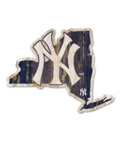 New York Yankees Navy State Shape Wood Sign