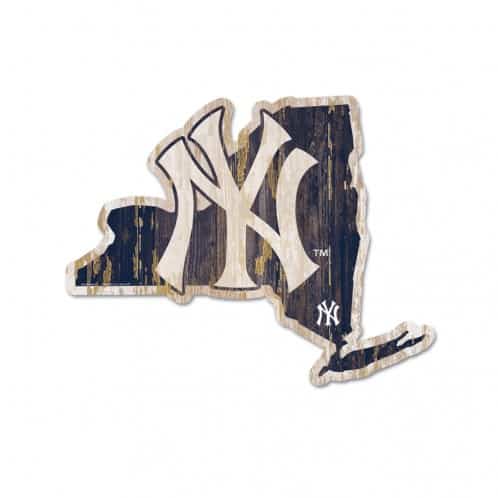 New York Yankees Navy State Shape Wood Sign