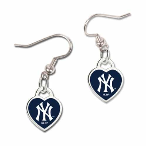 New York Yankees 3D Heart Dangle Earrings