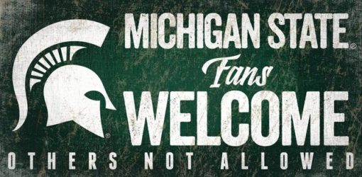 Michigan State Spartans Wood Sign - Fans Welcome 12"x6"