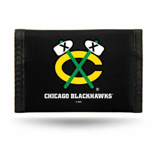 Chicago Blackhawks Black Nylon Trifold Wallet