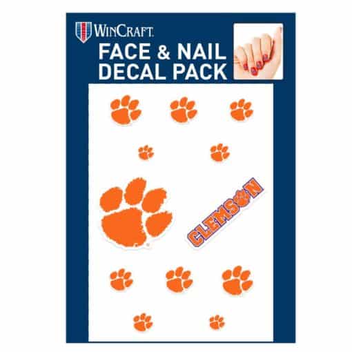 Clemson Tigers Face & Fingernail Tattoos