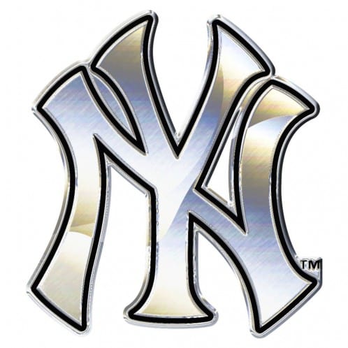 New York Yankees Chrome Free Form Silver Auto Emblem