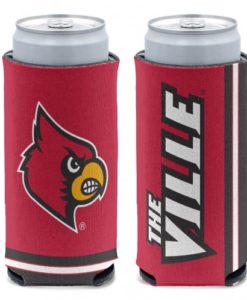 Louisville Cardinals 12 oz Red Slim Can Koozie Holder