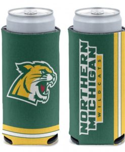 Northern Michigan Wildcats 12 oz Green Slim Can Koozie Holder