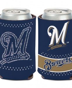 Milwaukee Brewers 12 oz Navy Bling Can Koozie Holder