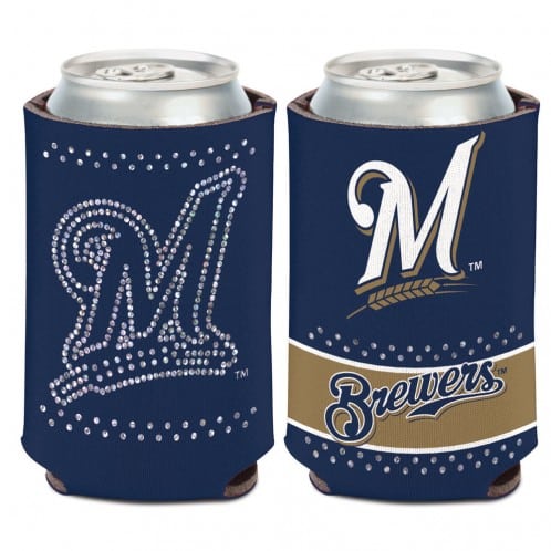 Milwaukee Brewers 12 oz Navy Bling Can Koozie Holder