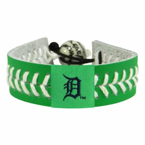 Detroit Tigers St Patricks Day Green Baseball Bracelet