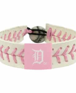 Detroit Tigers MLB Pink White Baseball Bracelet