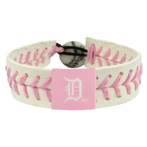 Detroit Tigers MLB Pink White Baseball Bracelet