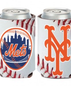 New York Mets 12 oz White Red Ball Design Can Koozie Holder