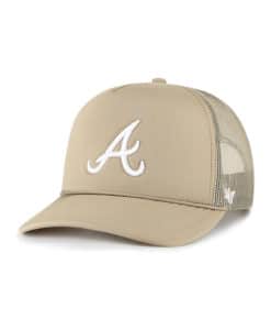 Atlanta Braves 47 Brand Foam Front Khaki Trucker Mesh Snapback Hat