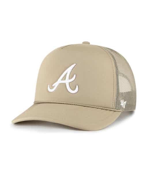 Atlanta Braves 47 Brand Foam Front Khaki Trucker Mesh Snapback Hat