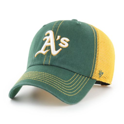 Oakland Athletics 47 Brand Trawler Dark Green Yellow Clean Up Snapback Hat