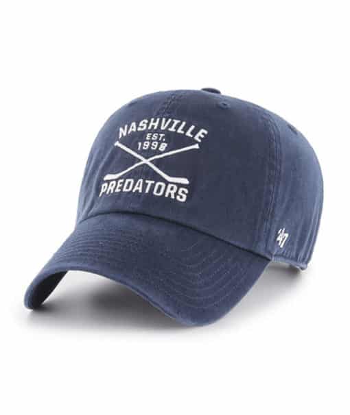 Nashville Predators 47 Brand Navy Cross Sticks Clean Up Adjustable Hat