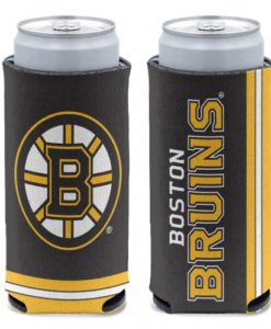 Boston Bruins 12 oz Black Slim Can Koozie Holder