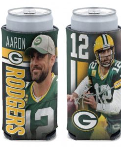 Green Bay Packers 12 oz Green Aaron Rodgers Slim Can Koozie Holder