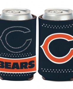 Chicago Bears 12 oz Bling Navy Orange Can Koozie Holder