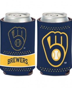Milwaukee Brewers 12 oz Bling Navy Yellow Can Koozie Holder