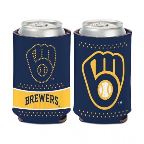 Milwaukee Brewers 12 oz Bling Navy Yellow Can Koozie Holder