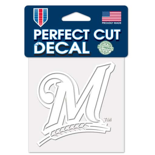 Milwaukee Brewers 4"x4" Perfect Cut White Decal