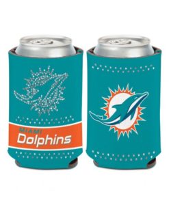 Miami Dolphins 12 oz Bling Aqua Orange Can Koozie Holder