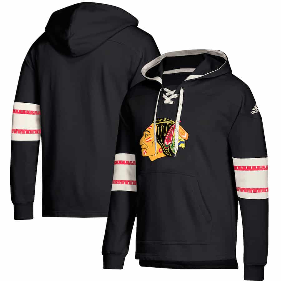 Men's Chicago Blackhawks adidas Red Silver Jersey Pullover Hoodie