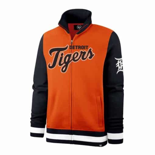 Detroit Tigers Men's 47 Brand Orange Iconic Track Full Zip Jacket - Large