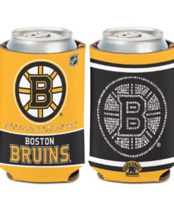 Boston Bruins 12 oz Bling Yellow Black Can Koozie Holder