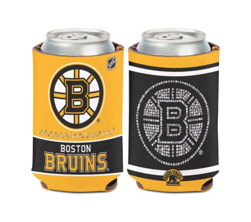 Boston Bruins 12 oz Bling Yellow Black Can Koozie Holder