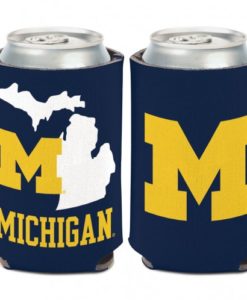 Michigan Wolverines 12 oz State Shape Blue Can Koozie Holder