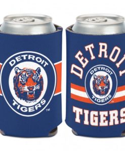 Detroit Tigers 12 oz Striped Cooperstown Navy Orange Can Koozie Holder