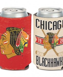 Chicago Blackhawks 12 oz Red Vintage Cross Sticks Can Koozie Holder