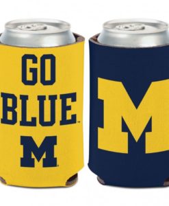 Michigan Wolverines 12 oz Slogan Maize Blue Can Koozie Holder