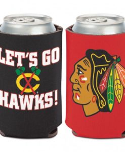 Chicago Blackhawks Slogan 12 oz Red Black Can Koozie Holder