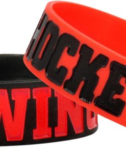 Detroit Red Wings Rubber Bracelet Red Black 2 Pack Bulk Bandz