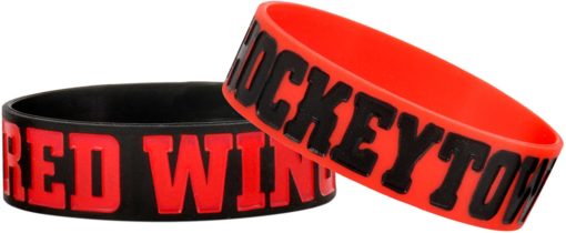 Detroit Red Wings Rubber Bracelet Red Black 2 Pack Bulk Bandz