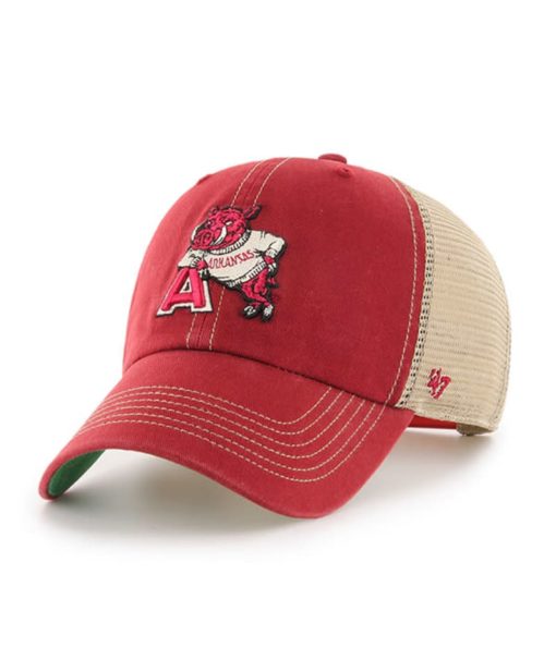 Arkansas Razorbacks 47 Brand Trawler Red Clean Up Mesh Snapback Hat