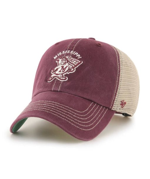 Mississippi State Bulldogs 47 Brand Trawler Dark Maroon Clean Up Mesh Snapback Hat