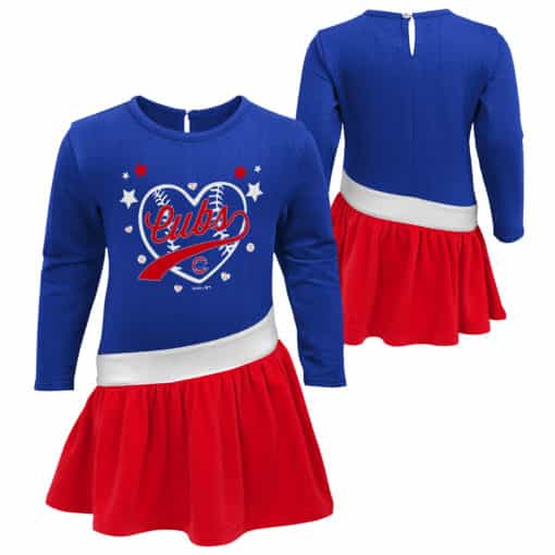 Chicago Cubs Baby Girls Blue Red Diamond Dress