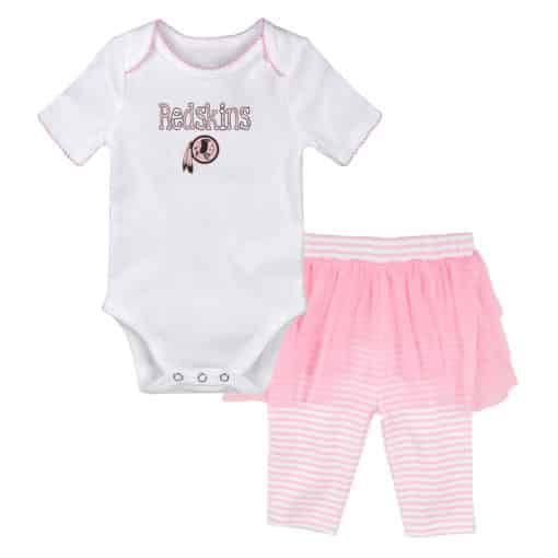 Washington Redskins Baby Girls White Pink Creeper Tutu Leggings 2 Piece Set