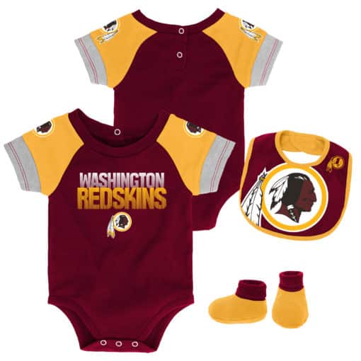 Washington Redskins Baby Boys Burgundy 3 Piece Creeper Set