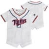 Minnesota Twins Baby White Button Up Jersey Romper Coverall