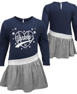 New York Yankees Baby Girls Navy Gray Diamond Dress