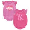 New York Yankees Baby Girls Pink Sparkle 2-Pack Creeper