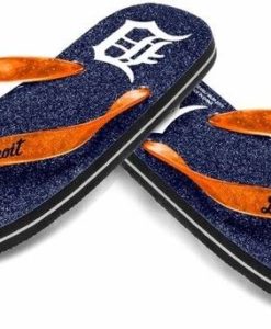 Detroit Tigers Women's Glitter Navy Flip Flops Size 11-12
