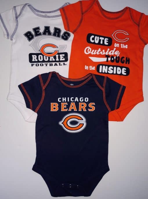 Chicago Bears Baby Orange Navy White 3-Pack Onesie Creeper